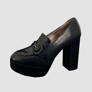 Gianni Bini Whimsygoth Office Siren Chunky Platform Leather Loafers WMN 8.5